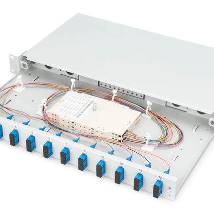 Fiber optic patch panel mounted 12 ports SC OS2