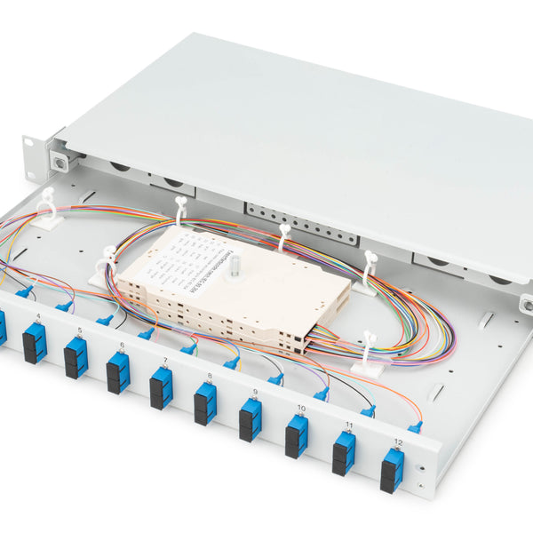 Fiber optic patch panel mounted 12 ports SC OS2