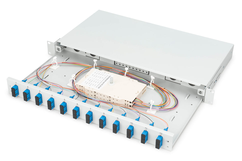 Fiber optic patch panel mounted 12 ports SC OS2