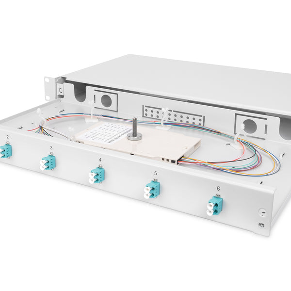 Fiber optic patch panel mounted 6 ports LC OM3