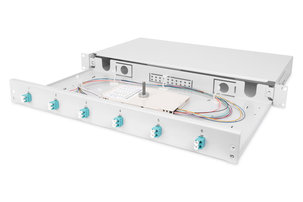 Fiber optic patch panel mounted 6 ports LC OM3