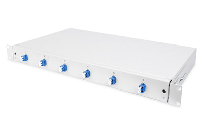 Glasvezel patchpaneel gemonteerd 6 poorten LC OS2