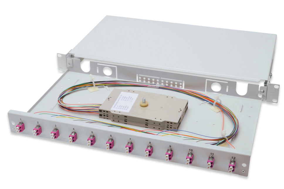 Fiber optic patch panel mounted 12 ports LC OM4