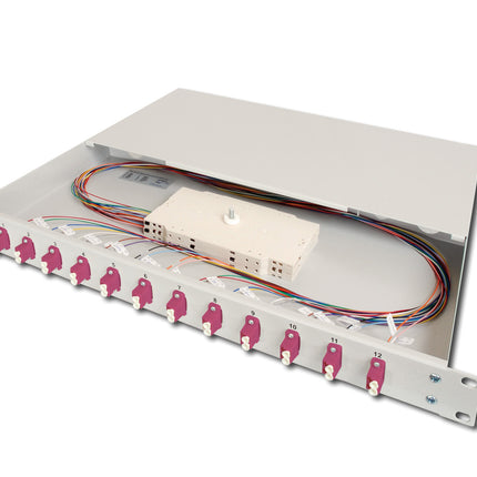 Fiber optic patch panel mounted 12 ports LC OM4