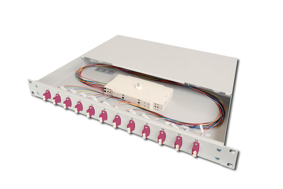Fiber optic patch panel mounted 12 ports LC OM4