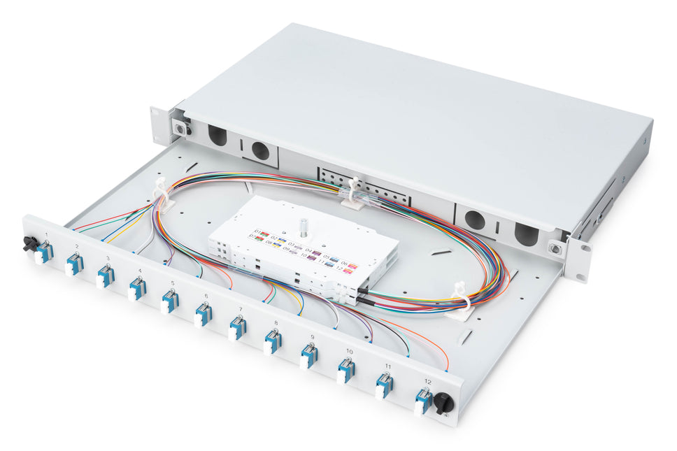 Fiber optic patch panel mounted 12 ports LC OS2