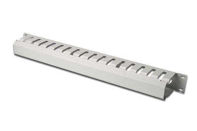 1U metal cable tray with cover plate, light gray
