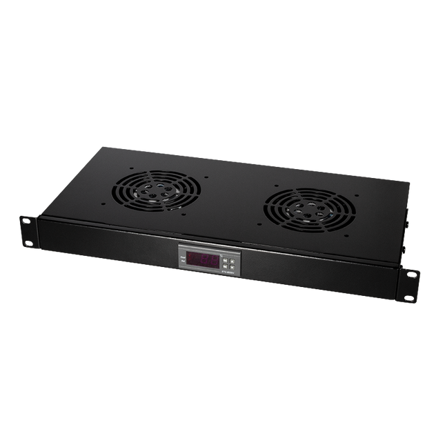 1U Fan pakket met 2 ventilatoren incl. digitale thermostaat