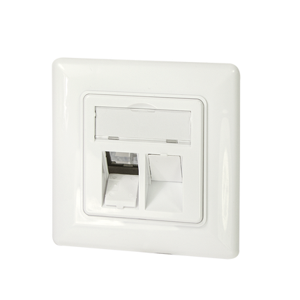 Keystone Faceplate for 2 Keystone Jacks RAL9010 White