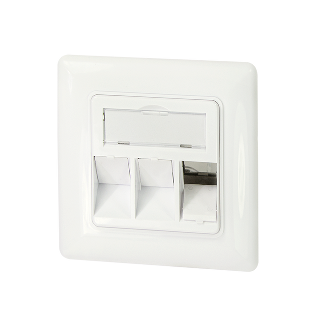 Inbouwdoos voor 3 Keystones – Design compatibel (RAL 9010)