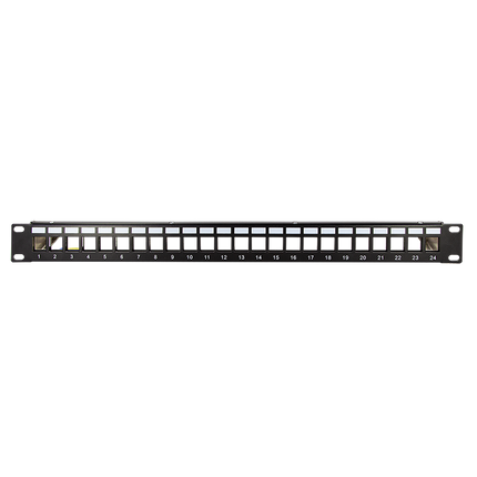 Keystone Patch Panel for 24 Ports SNAP IN Unshielded RAL9005 Black