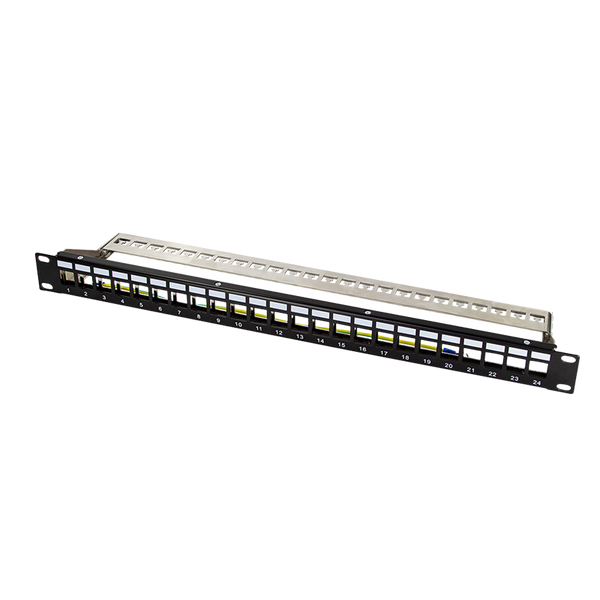 19" Patchpanel 24-poorts voor Keystones (1U) – Zwart