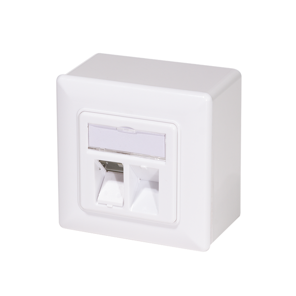 Combi Inbouw + opbouwdoos CAT6a 2x RJ45 RAL9003