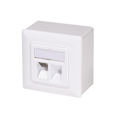 Cat6a Wall Outlet UP+AP 2x RJ45 STP RAL9003 White