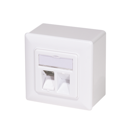 Cat6a Wall Outlet UP+AP 2x RJ45 STP RAL9003 White