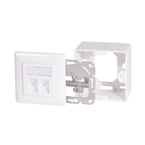Combi Inbouw + opbouwdoos CAT6a 2x RJ45 RAL9003