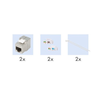 Cat6a Wall Outlet UP+AP 2x RJ45 STP RAL9003 White