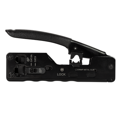 Crimp tool for CAT5e-CAT7 modular plugs