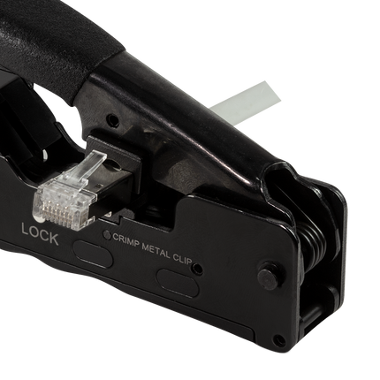 Crimp tool for CAT5e-CAT7 modular plugs