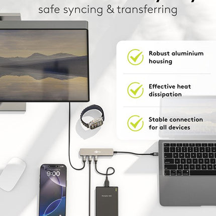 Slim 4-Poorts USB-Hub, USB-C™ naar USB-C™/USB-A, 5 Gbit/s