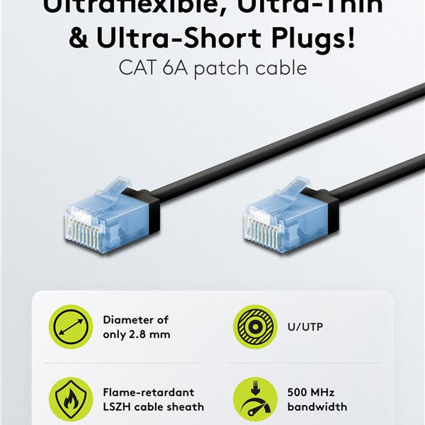 Ultraflex Dunne Cat6a Patchkabel U/UTP 0.15M Zwart