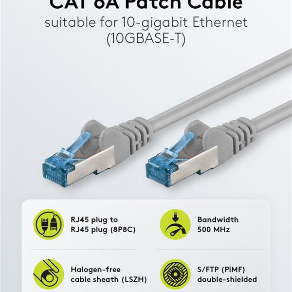 Cat6a S/FTP LSZH 7.5M Grey