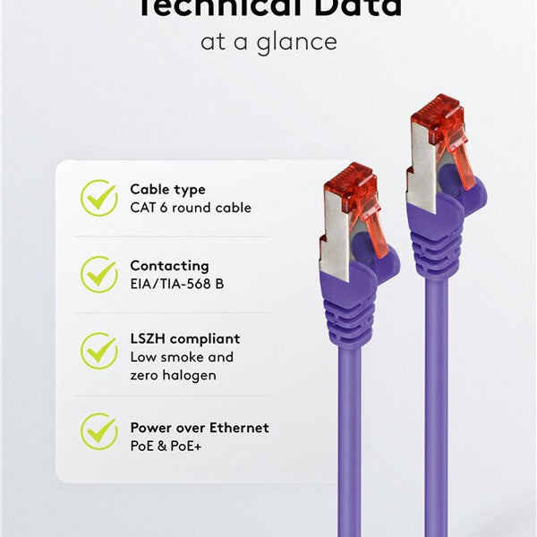 Cat6 S/FTP LSZH 0.25M Violet