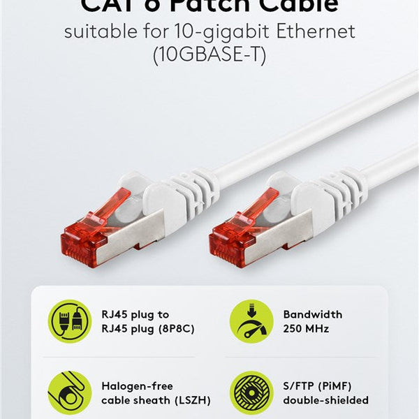 Cat6 S/FTP LSZH 0.5M White
