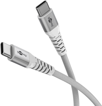 USB-C 1M superzachte textielkabel met metalen stekkers wit