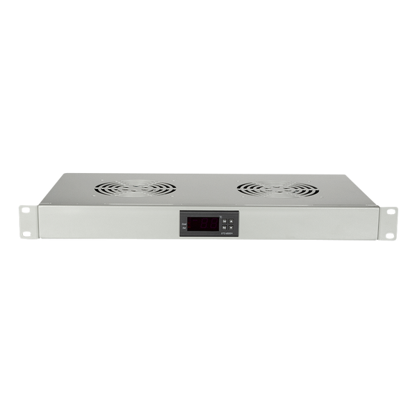 1U ventilatorunit met 2 ventilatoren, grijs 19 Inch