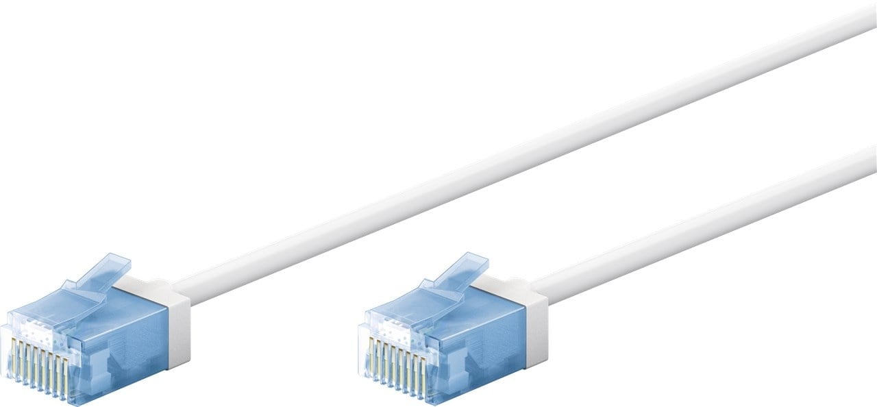 Ultra flexible 7.5M CAT 6A patch cable, thin, U/UTP, white