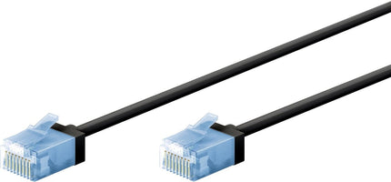 Ultra flexible 0.5M CAT 6A patch cable, thin, U/UTP, black