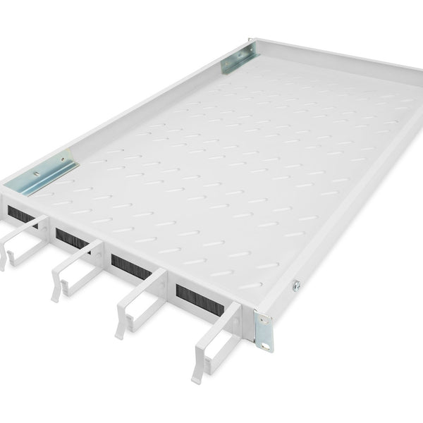 19 Inch 1U legbord voor 1000 mm diepe kasten incl. kabelmanagement, lichtgrijs