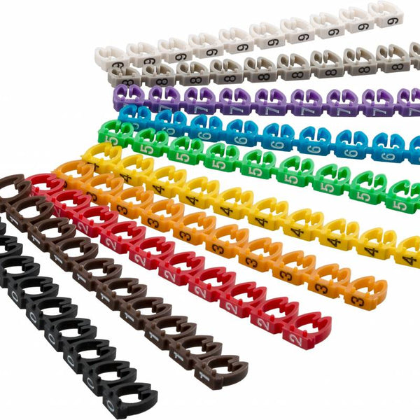 Cable marker clips Digits 0–9 for cable diameters up to 6 mm