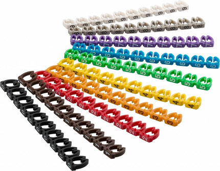 Cable marker clips Digits 0–9 for cable diameters up to 6 mm