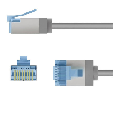 Ultra-flexible 1M CAT 6A patch cable, slim, U/FTP, gray