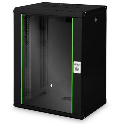 16U wall mounting cabinet, Unique 600x450x820 mm, color black (RAL 9005)