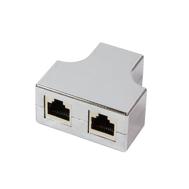 CAT5e T-adapter / splitter 1 x RJ45 naar 2 x RJ45