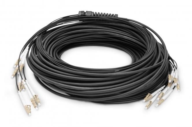 Pre-assembled Fiberglass 150 M  Universal Breakout Cable, Multi Mode OM4, 8 Fibers, LC/UPC - LC/UPC