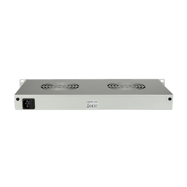 1U ventilatorunit met 2 ventilatoren, grijs 19 Inch