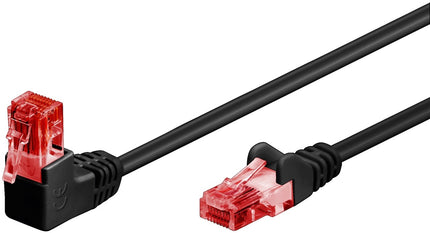 CAT 6 Patch Cable 1x 90° Angled, U/UTP, black 0.25M