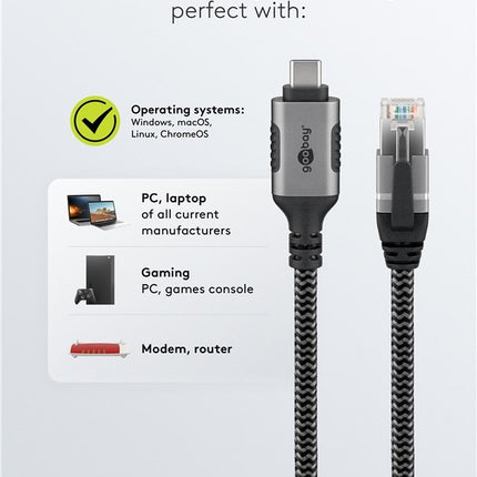 USB-C™ 3.1 naar RJ45 Ethernet kabel 1M