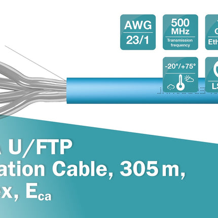 U/FTP CAT6a netwerkkabel stug 305M blauw 100% koper