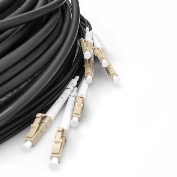 Pre-assembled Fiberglass 50 M Universal Breakout Cable, Multi Mode OM4, 8 Fibers, LC/UPC - LC/UPC
