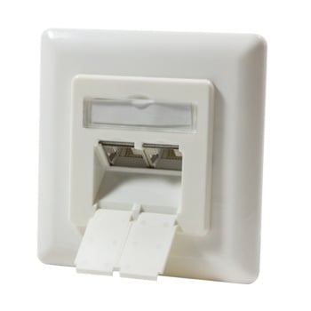 Cat6 Wall Outlet 2x RJ45 Vertical Input RAL9010