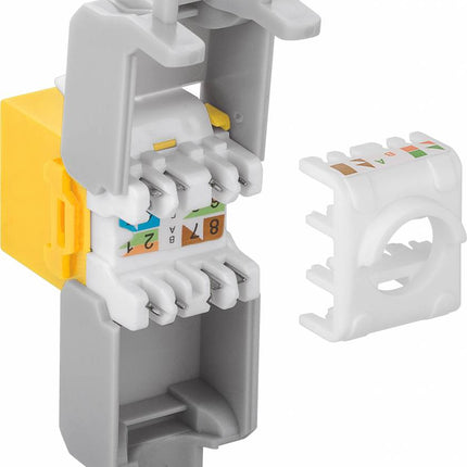 CAT6a Keystone RJ45 unshielded geel