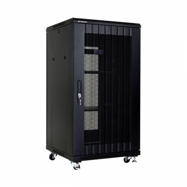 22U server cabinet with perforated doors 600x800x1166mm (WxDxH)