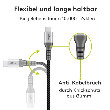 USB-C naar USB-A 1M textielkabel met metalen stekkers