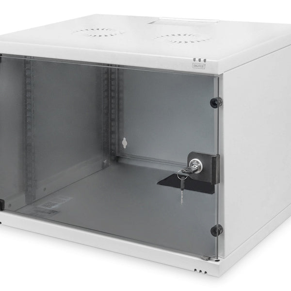 7U wandkast, SOHO, ongemonteerd 540x400x370 mm, volledig glazen voordeur, lichtgrijs