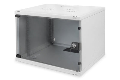 7U wandkast, SOHO, ongemonteerd 540x400x370 mm, volledig glazen voordeur, lichtgrijs